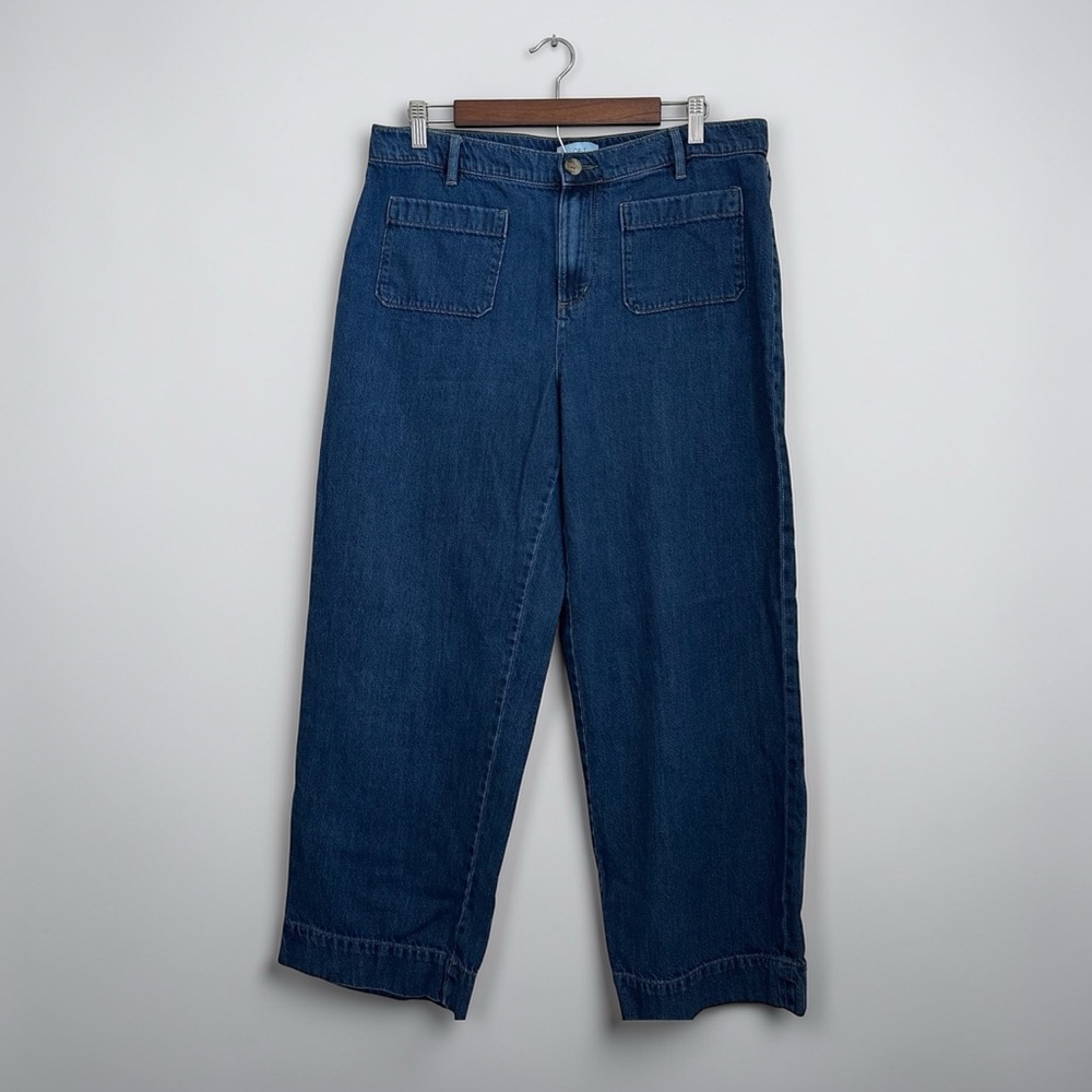 Loft Women’s High Rise Blue Cotton Wide Legt Denim Crop Jeans Size 12